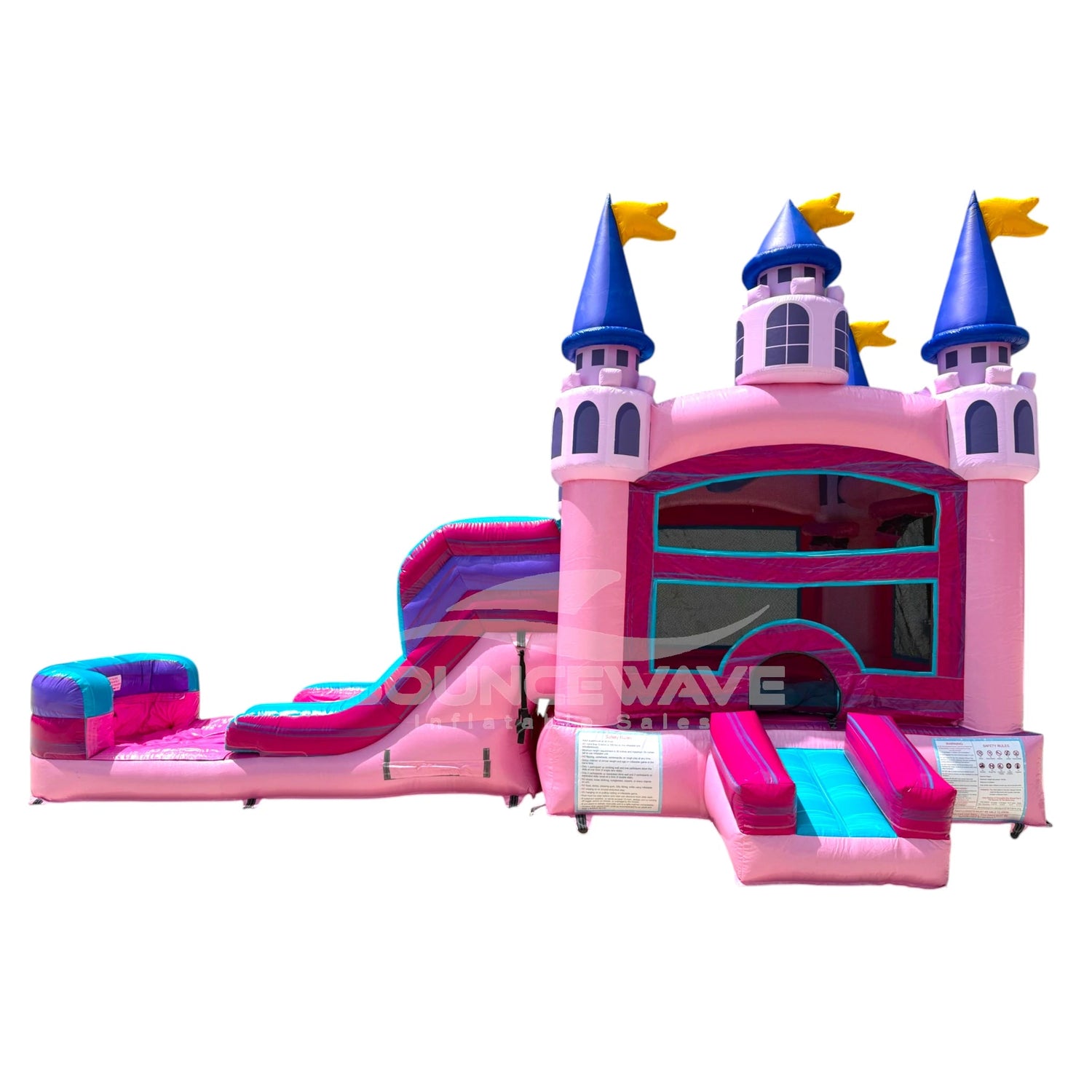 Glitter Grand Royal Castle Commercial Bounce House with Slide (Wet/Dry) - BounceWave Inflatable Sales