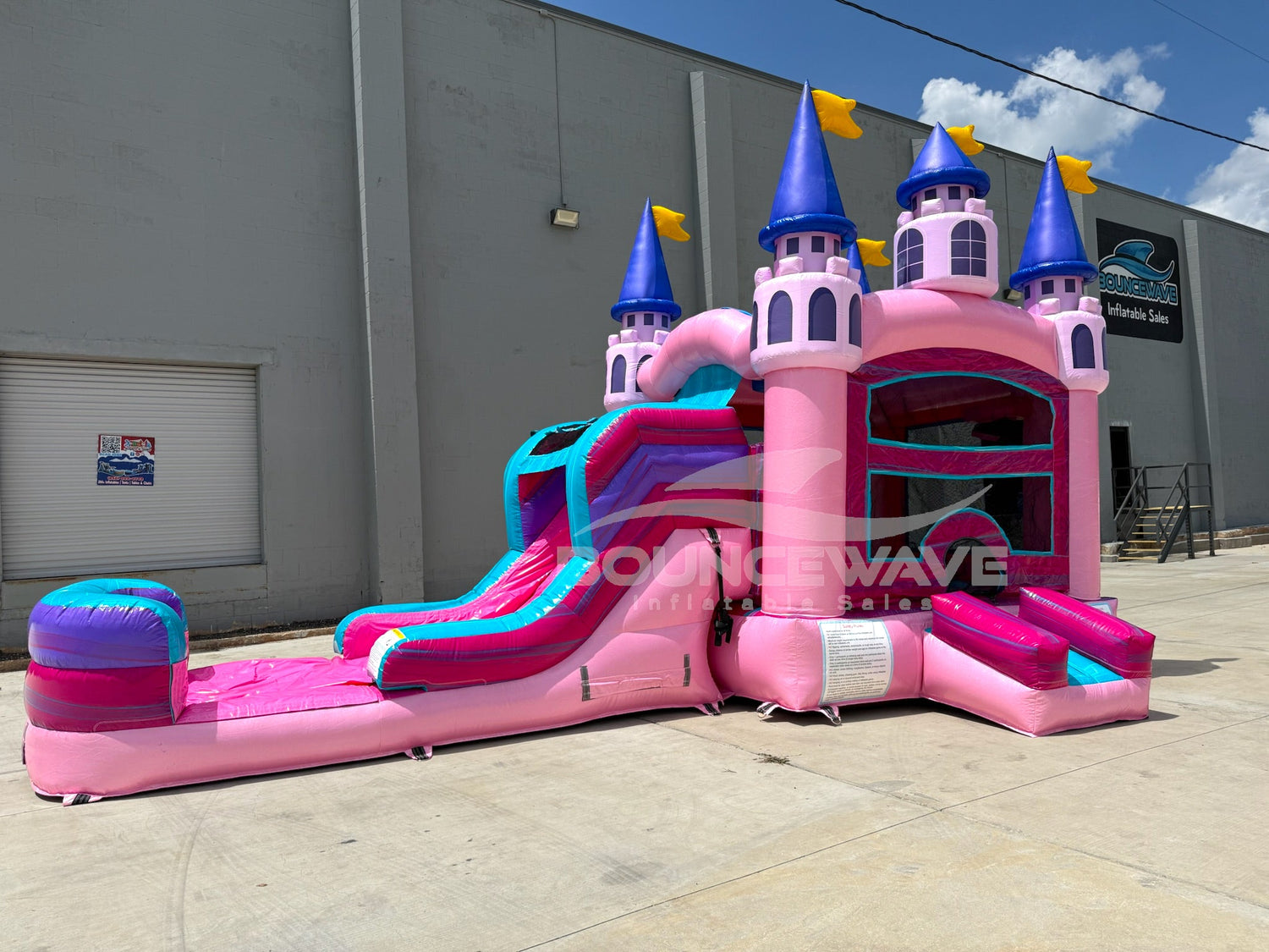 Glitter Grand Royal Castle Commercial Bounce House with Slide (Wet/Dry) - BounceWave Inflatable Sales