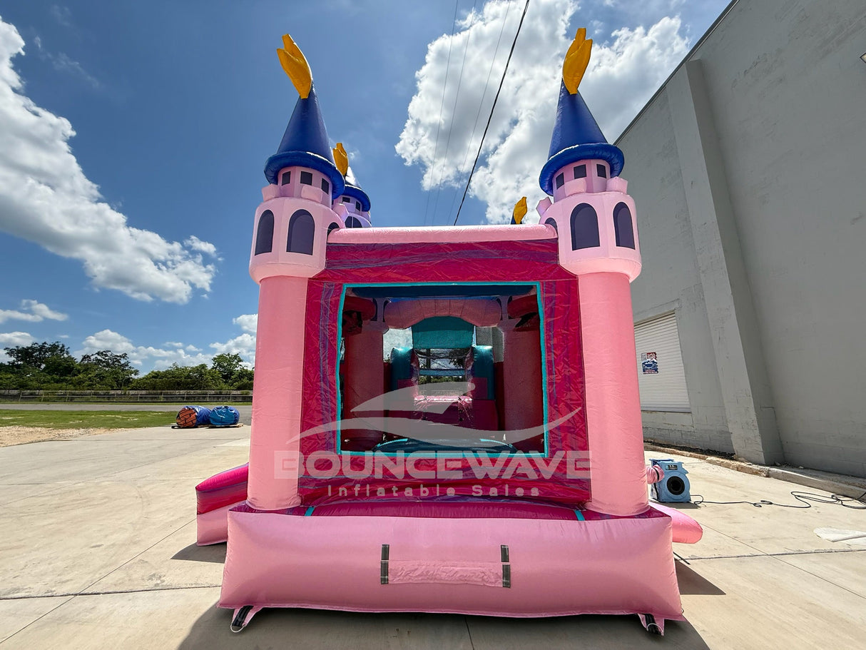 Glitter Grand Royal Castle Commercial Bounce House with Slide (Wet/Dry) - BounceWave Inflatable Sales