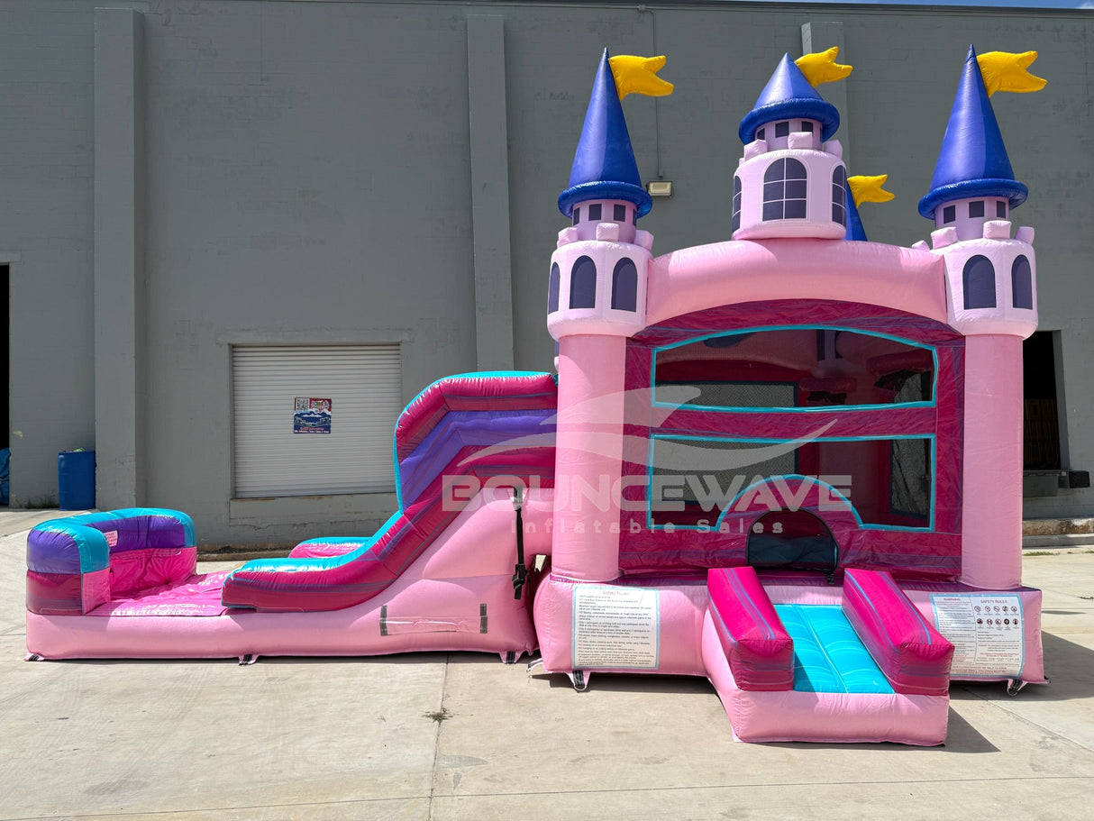 Glitter Grand Royal Castle Commercial Bounce House with Slide (Wet/Dry) - BounceWave Inflatable Sales