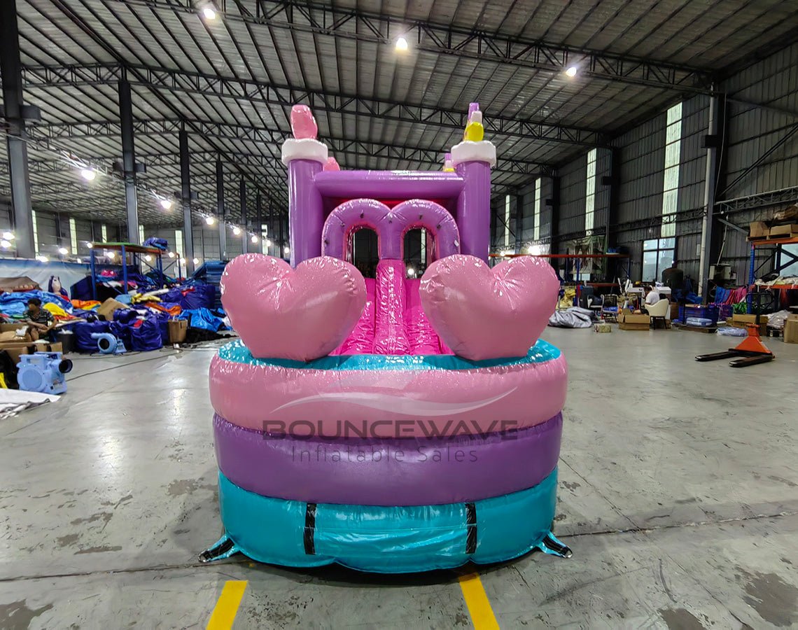 Glitter Unicorn PowerPlay Dual Lane Bounce House with Slide Combo - BounceWave Inflatable Sales
