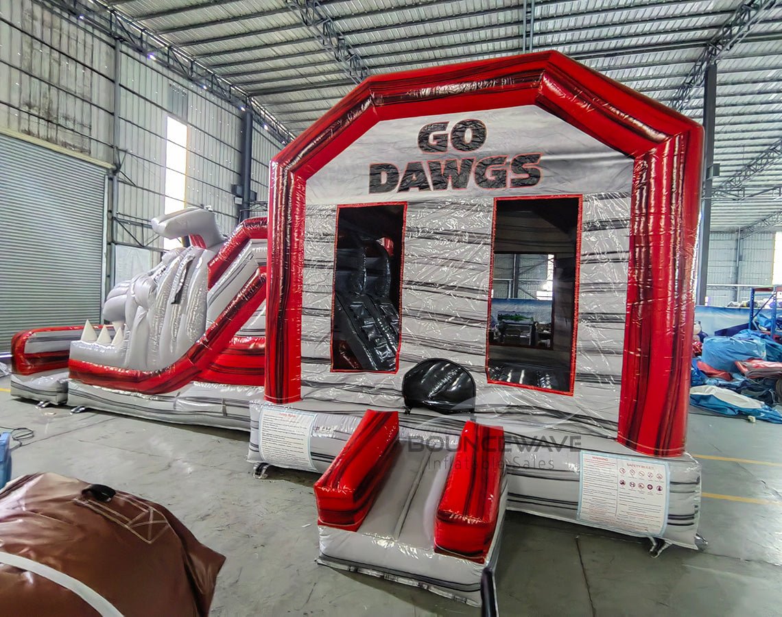 Go Dawgs Dual Lane Bounce House with Slide (Wet/Dry) - BounceWave Inflatable Sales