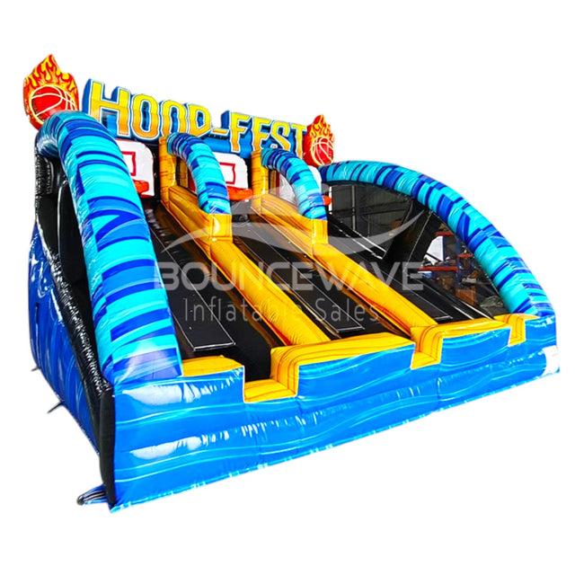 HOOP - FEST Blue Triple Lane Basketball Commercial Inflatable Game - BounceWave Inflatable Sales