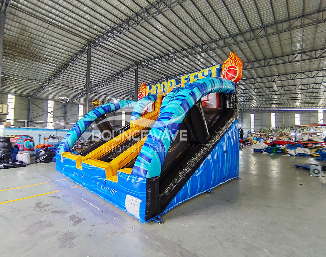 HOOP - FEST Blue Triple Lane Basketball Commercial Inflatable Game - BounceWave Inflatable Sales