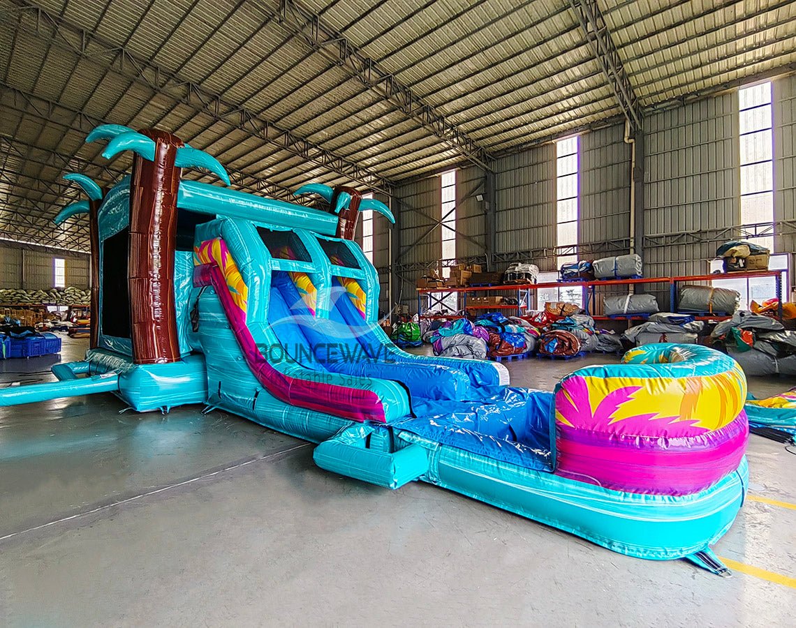 Island Flow Dual Lane Commercial Inflatable Combo (Wet/Dry) - BounceWave Inflatable Sales