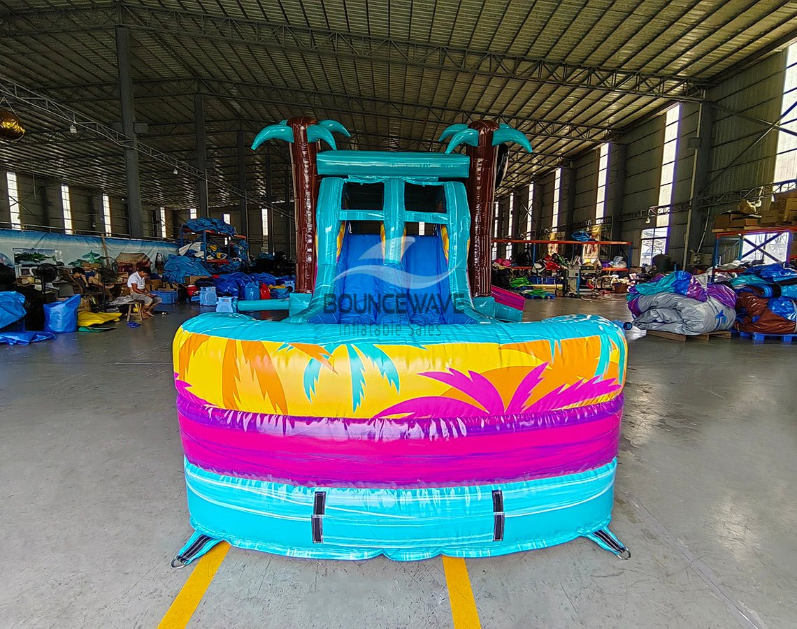 Island Flow Dual Lane Commercial Inflatable Combo (Wet/Dry) - BounceWave Inflatable Sales