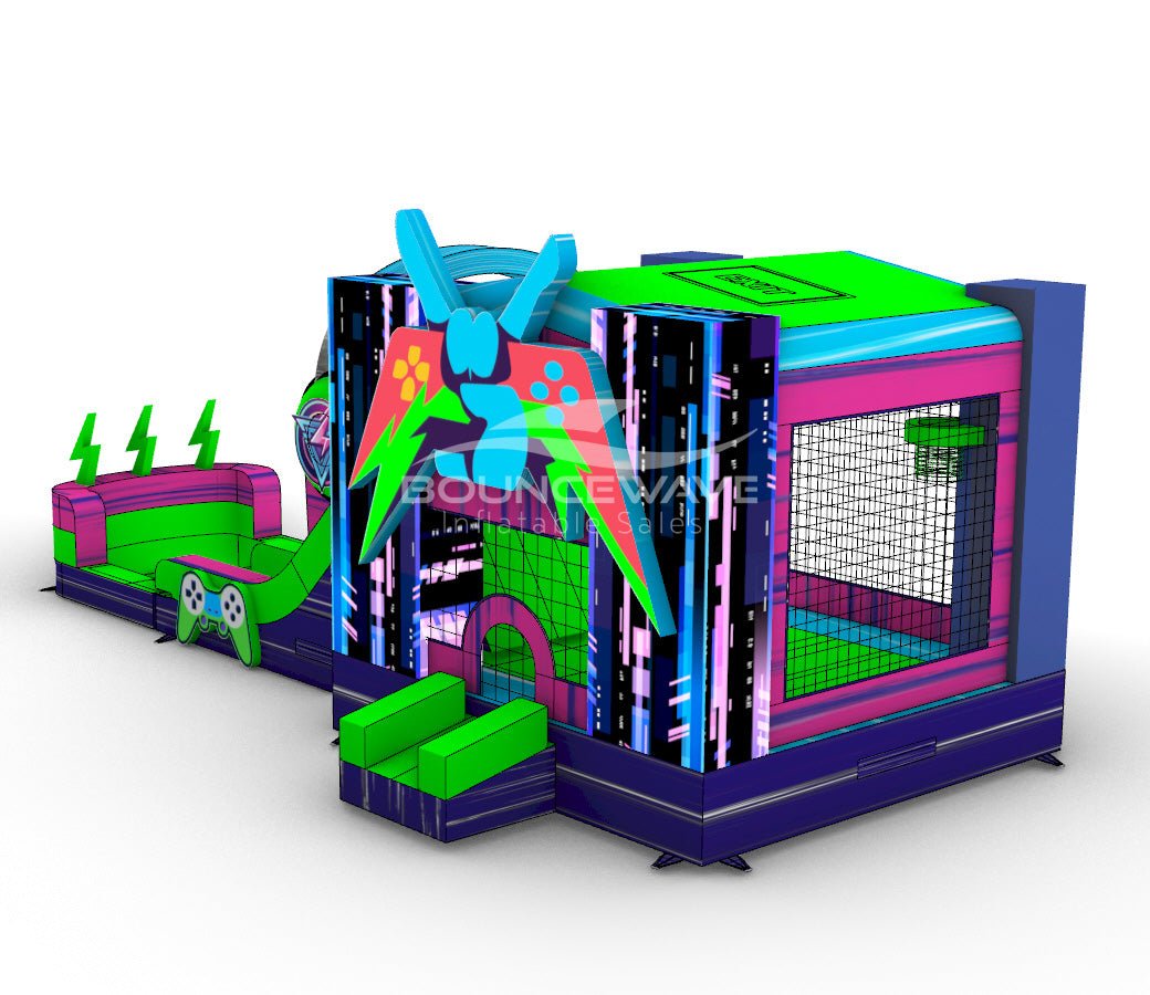 Next Gen Gaming Dual Lane Bounce House with Slide (Wet/Dry) - BounceWave Inflatable Sales