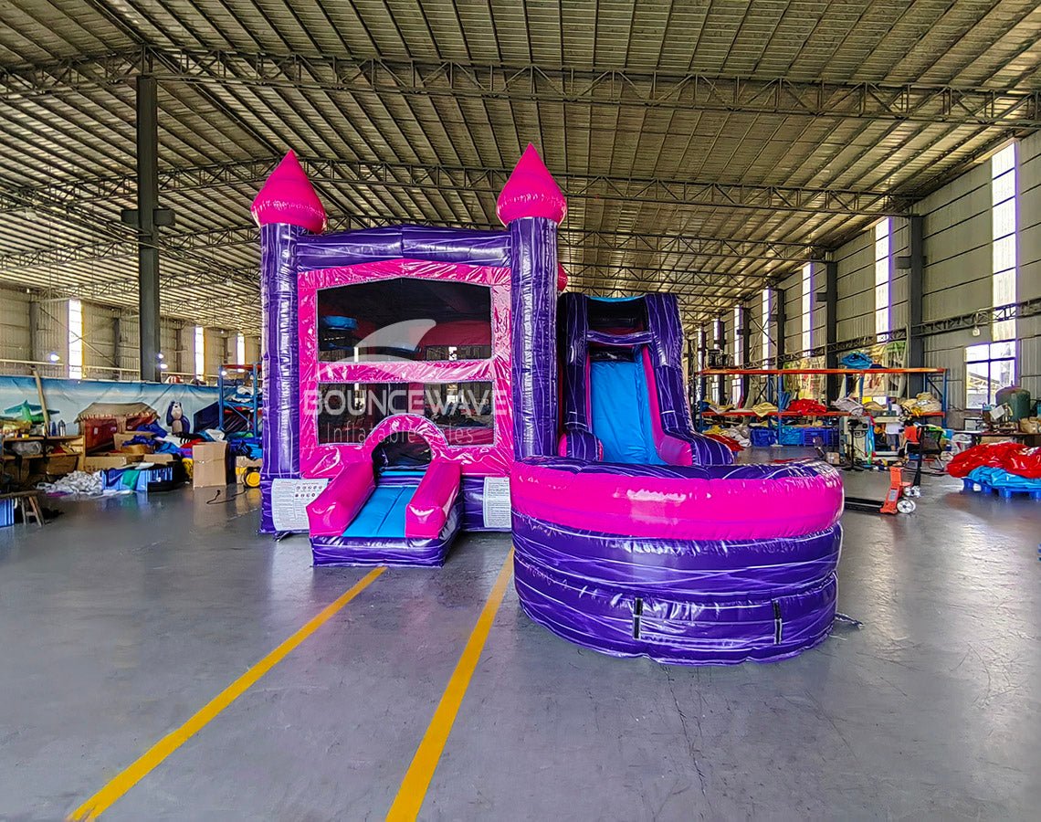 Pink & Purple Commercial Right Side Inflatable Combo (Wet/Dry) - BounceWave Inflatable Sales