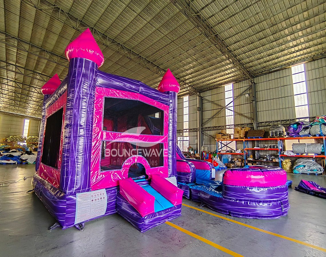 Pink & Purple Commercial Right Side Inflatable Combo (Wet/Dry) - BounceWave Inflatable Sales