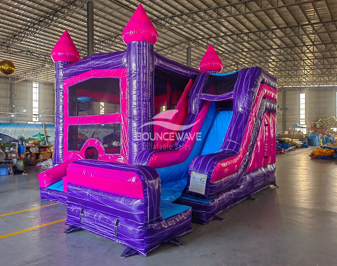 Pink & Purple Commercial Right Side Inflatable Combo (Wet/Dry) - BounceWave Inflatable Sales