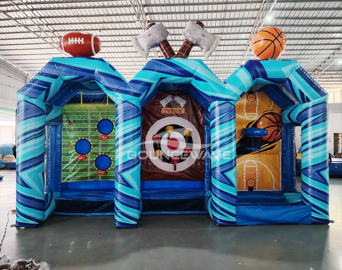 Powerline 3 - in - 1 Commercial Interactive Inflatable Sports Game - BounceWave Inflatable Sales