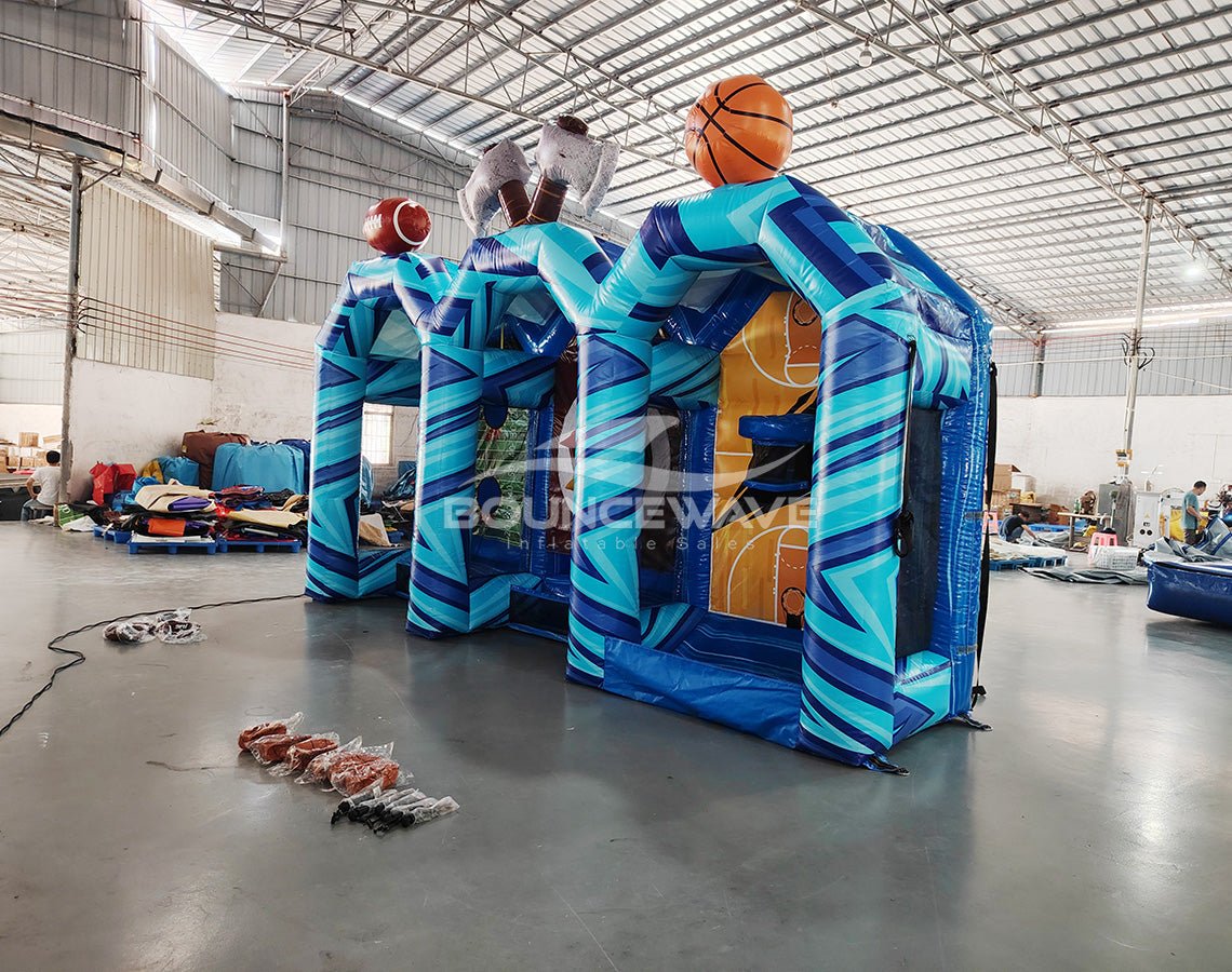 Powerline 3 - in - 1 Commercial Interactive Inflatable Sports Game - BounceWave Inflatable Sales