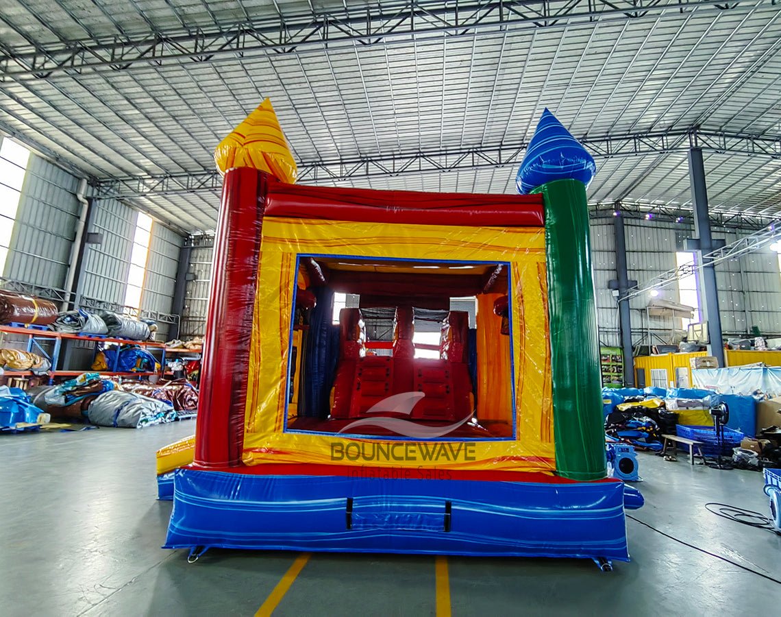 Primary Marble Splash & Save Dual Lane Inflatable Combo (Wet/Dry) - BounceWave Inflatable Sales
