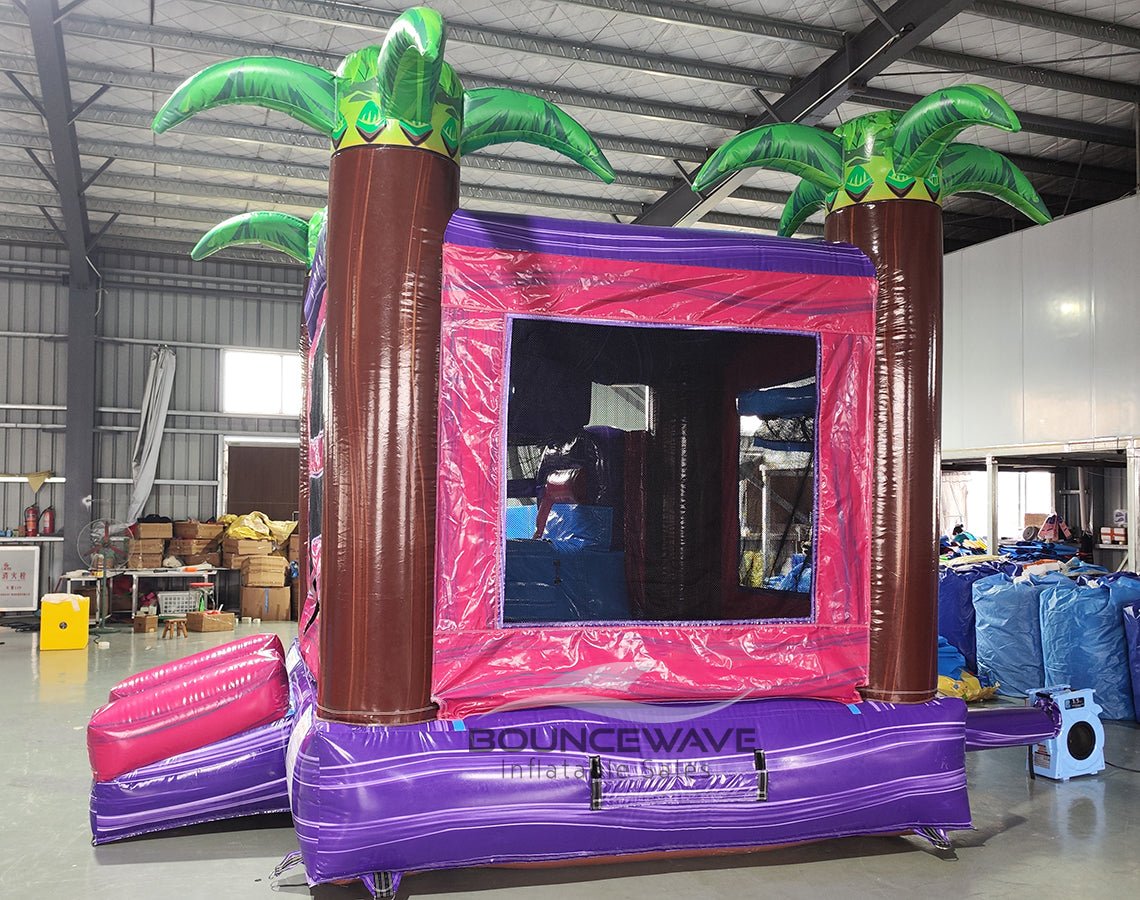 Purple Palace Palms Commercial Bounce House Combo with Slide (Wet/Dry) - BounceWave Inflatable Sales