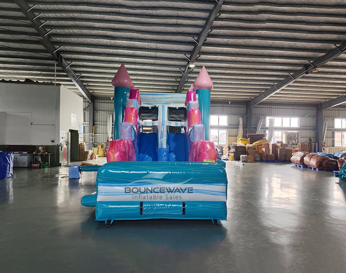 Sapphire Summit Dual Lane Bounce House with Slide Combo (Wet/Dry) - BounceWave Inflatable Sales