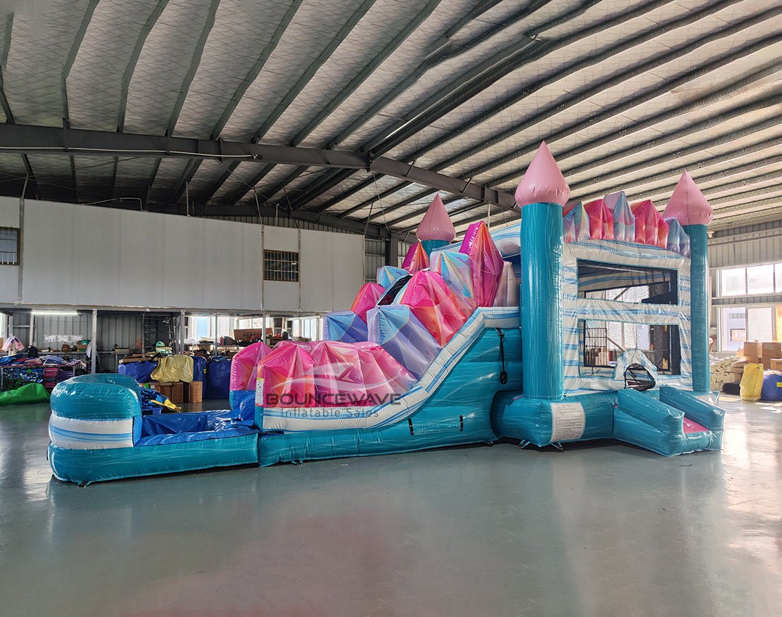 Sapphire Summit Dual Lane Bounce House with Slide Combo (Wet/Dry) - BounceWave Inflatable Sales