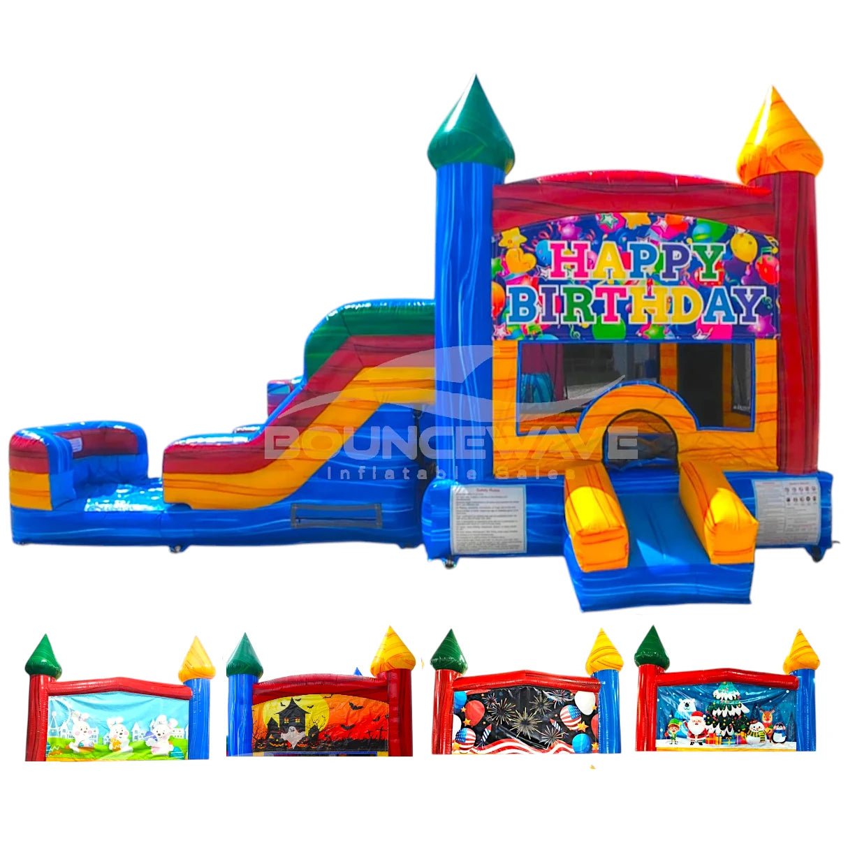 Seasonal Sampler Econo Panel Bounce House with Slide (Wet/Dry) - BounceWave Inflatable Sales