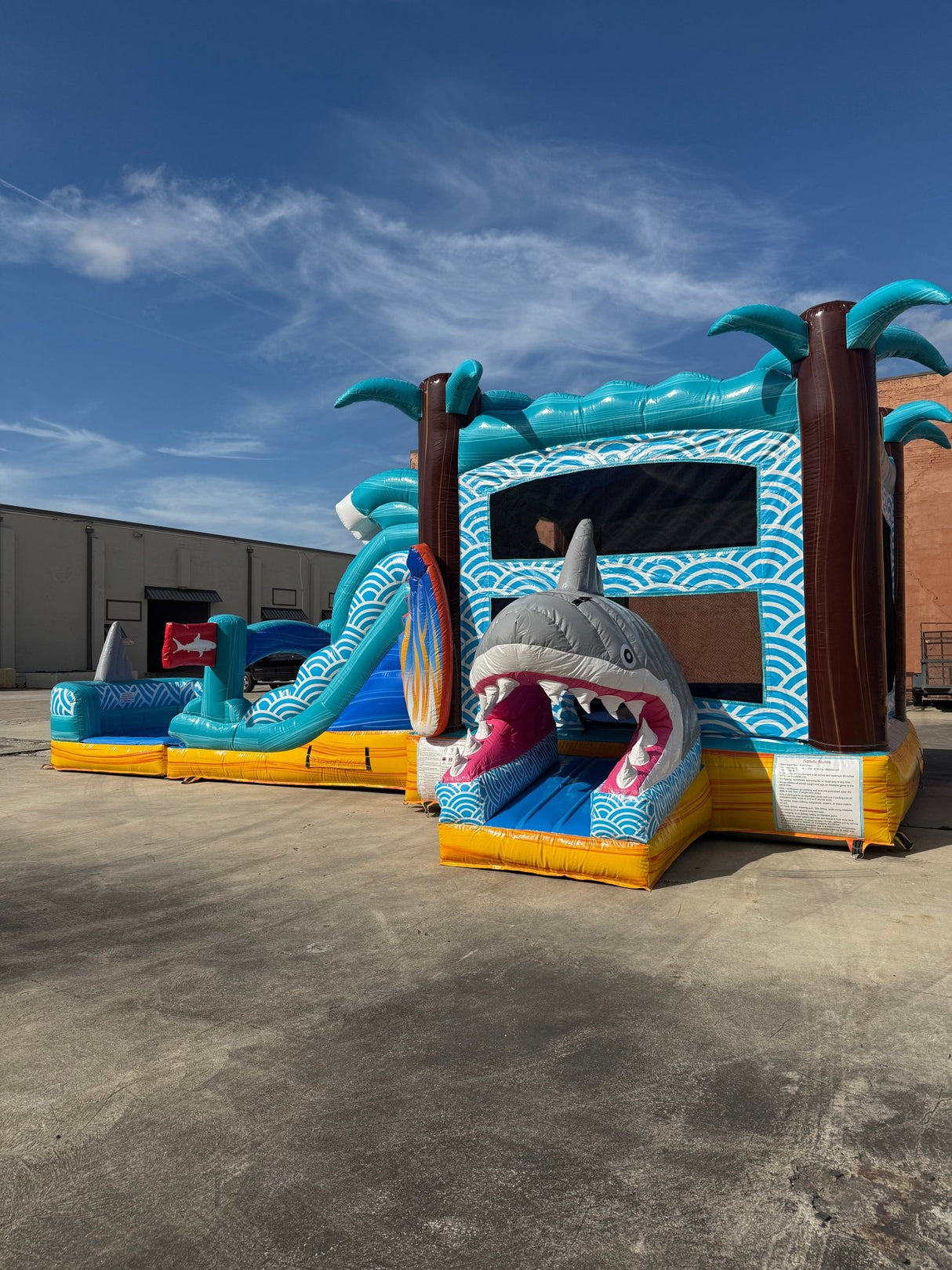 Shark Beach Dual Lane Commercial Inflatable Combo (Wet/Dry) - BounceWave Inflatable Sales