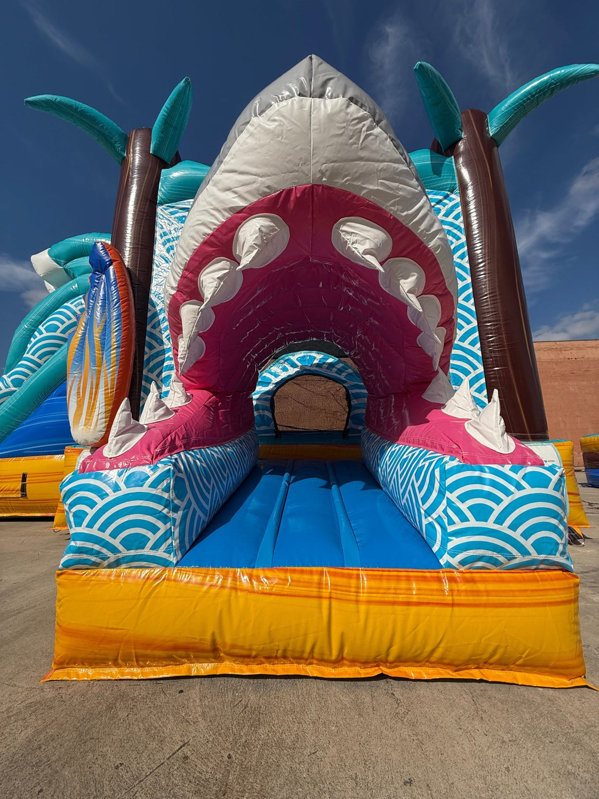 Shark Beach Dual Lane Commercial Inflatable Combo (Wet/Dry) - BounceWave Inflatable Sales