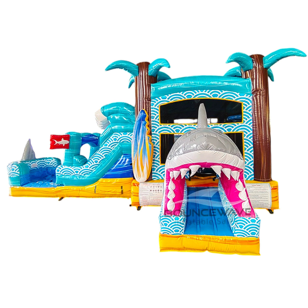 Shark Beach Econo Bounce House with Slide (Wet/Dry) Combo - BounceWave Inflatable Sales