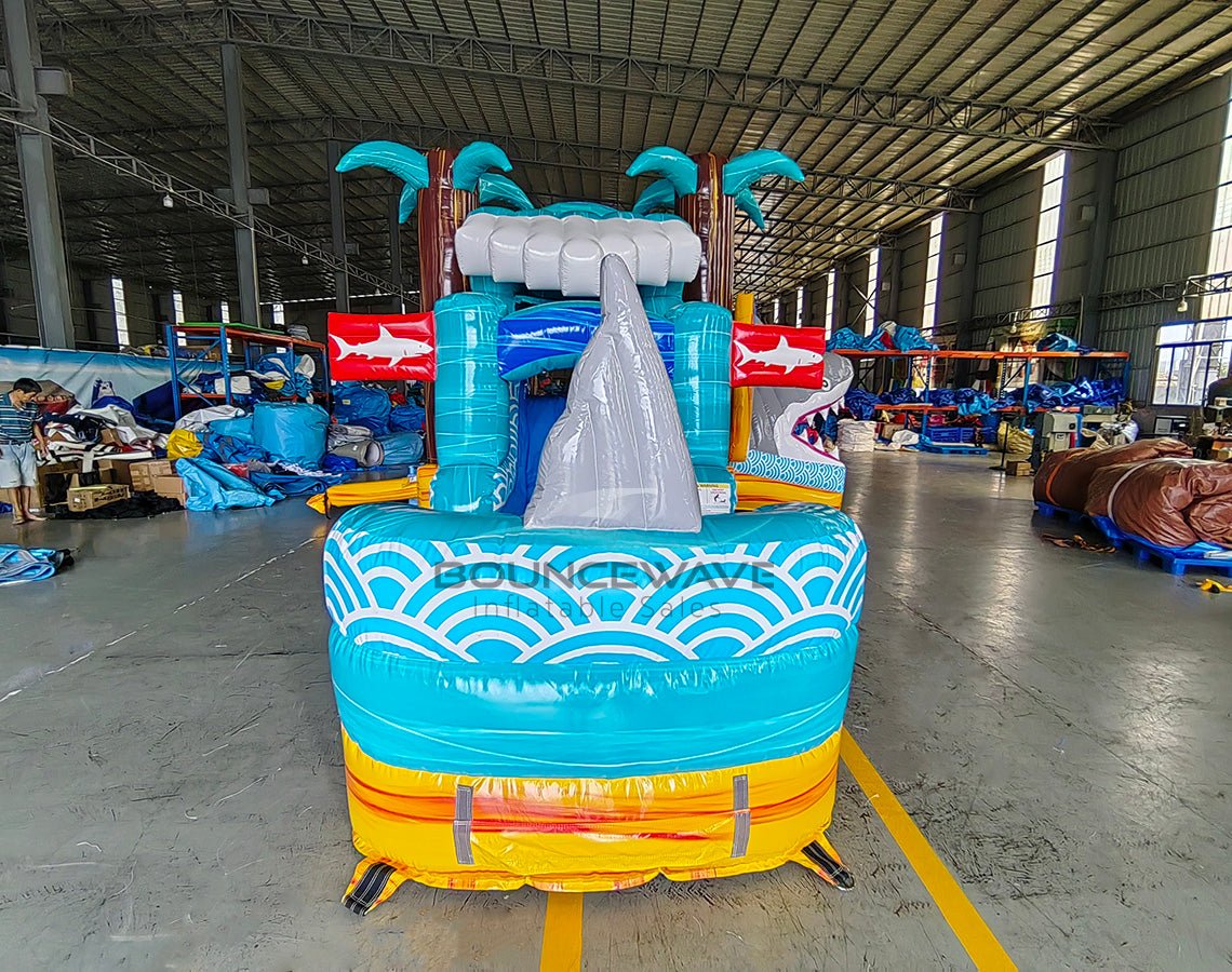 Shark Beach Econo Bounce House with Slide (Wet/Dry) Combo - BounceWave Inflatable Sales