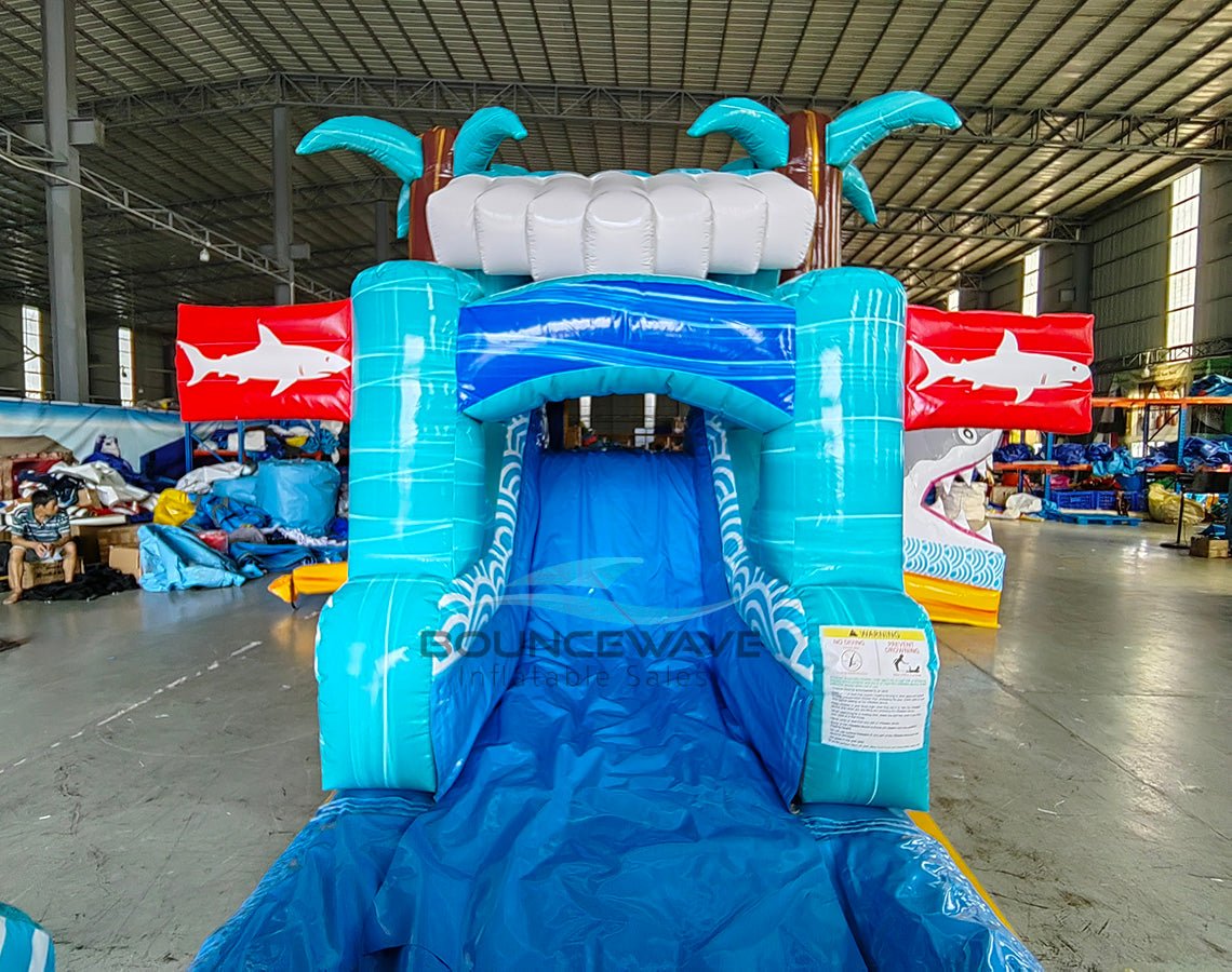 Shark Beach Econo Bounce House with Slide (Wet/Dry) Combo - BounceWave Inflatable Sales