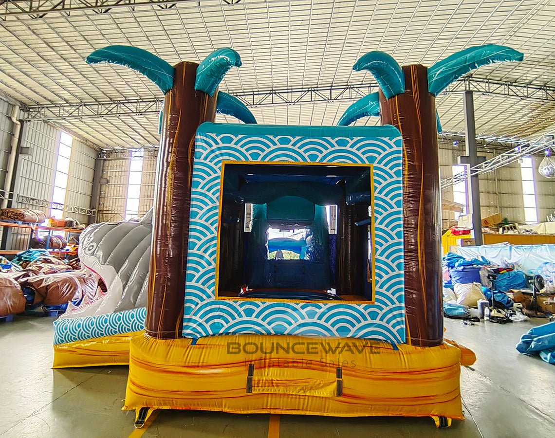 Shark Beach Econo Bounce House with Slide (Wet/Dry) Combo - BounceWave Inflatable Sales