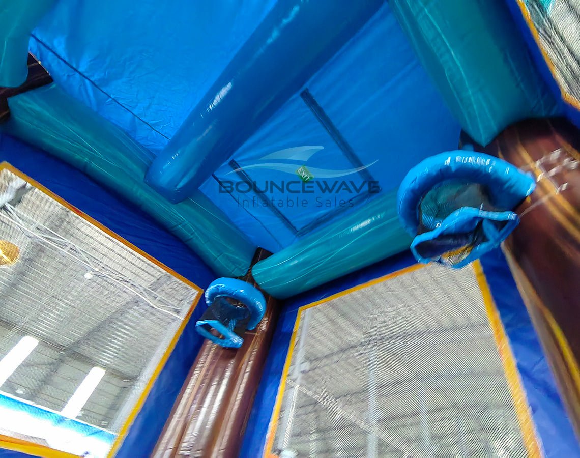 Shark Beach Econo Bounce House with Slide (Wet/Dry) Combo - BounceWave Inflatable Sales