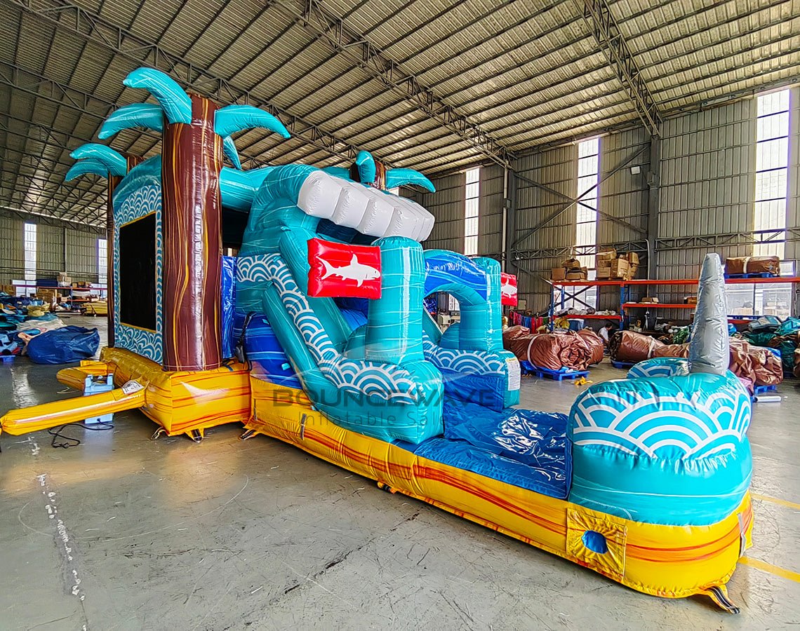 Shark Beach Econo Bounce House with Slide (Wet/Dry) Combo - BounceWave Inflatable Sales