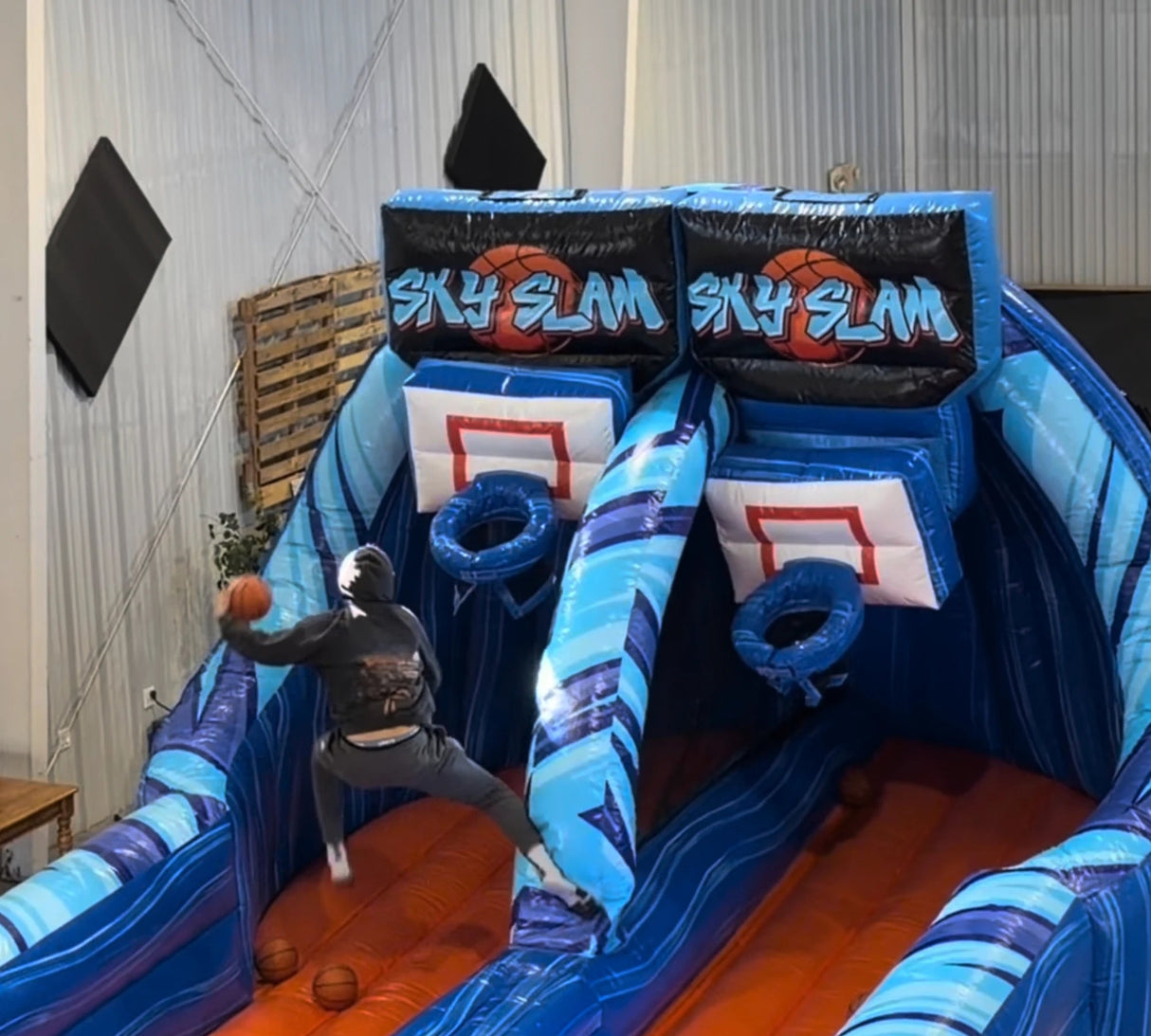 Sky Slam Dual Lane Commercial Inflatable Basketball Game - BounceWave Inflatable Sales