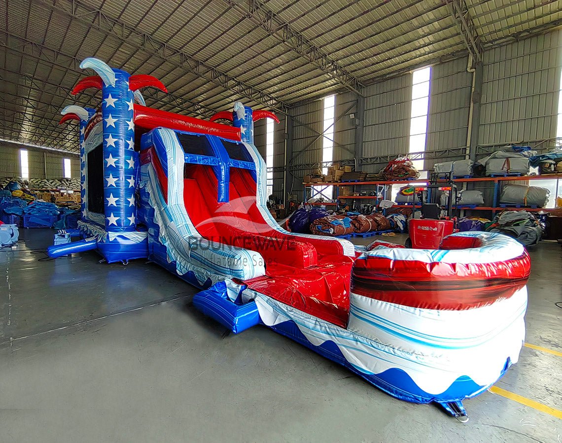 Star Spangled Splash Dual Lane Commercial Inflatable Combo (Wet/Dry) - BounceWave Inflatable Sales