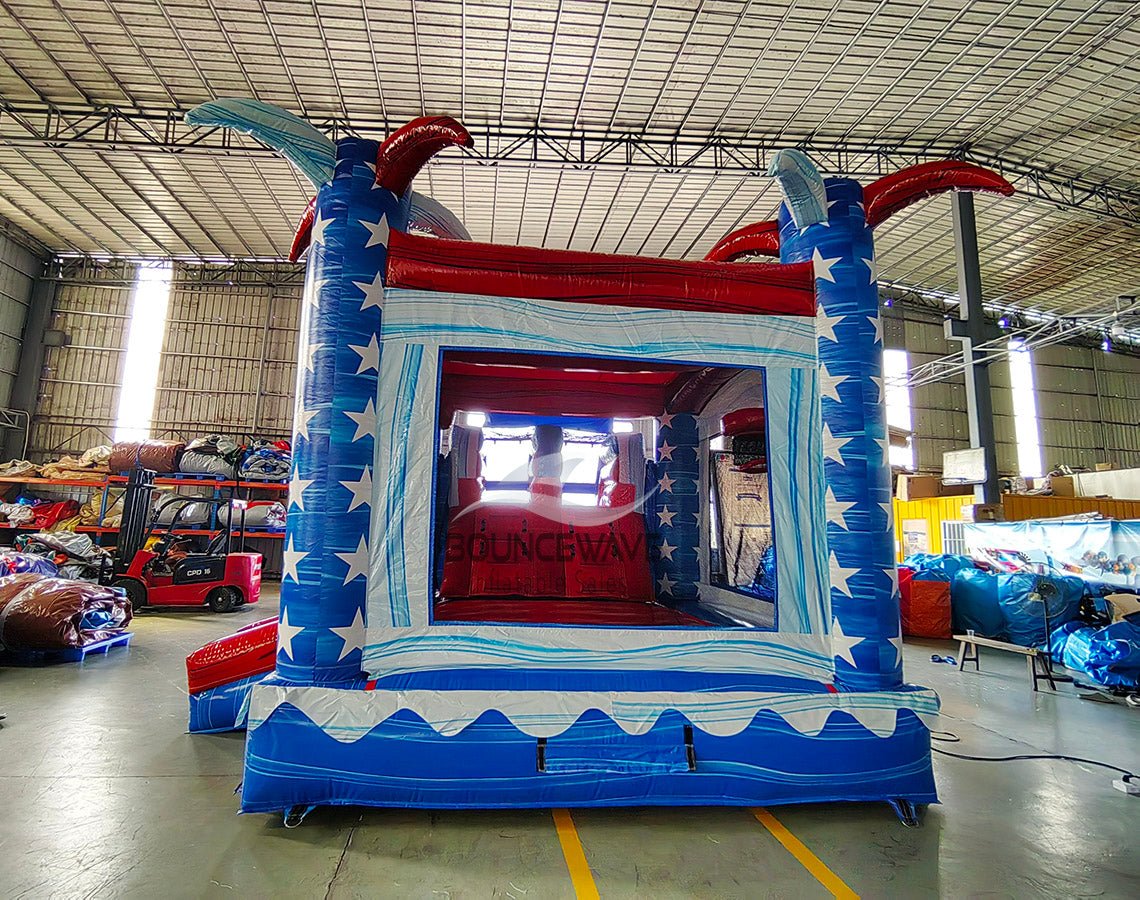 Star Spangled Splash Dual Lane Commercial Inflatable Combo (Wet/Dry) - BounceWave Inflatable Sales