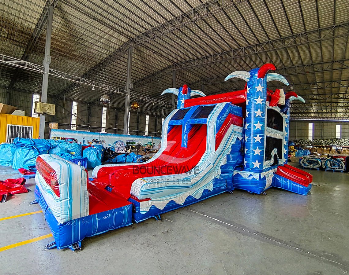Star Spangled Splash Dual Lane Commercial Inflatable Combo (Wet/Dry) - BounceWave Inflatable Sales