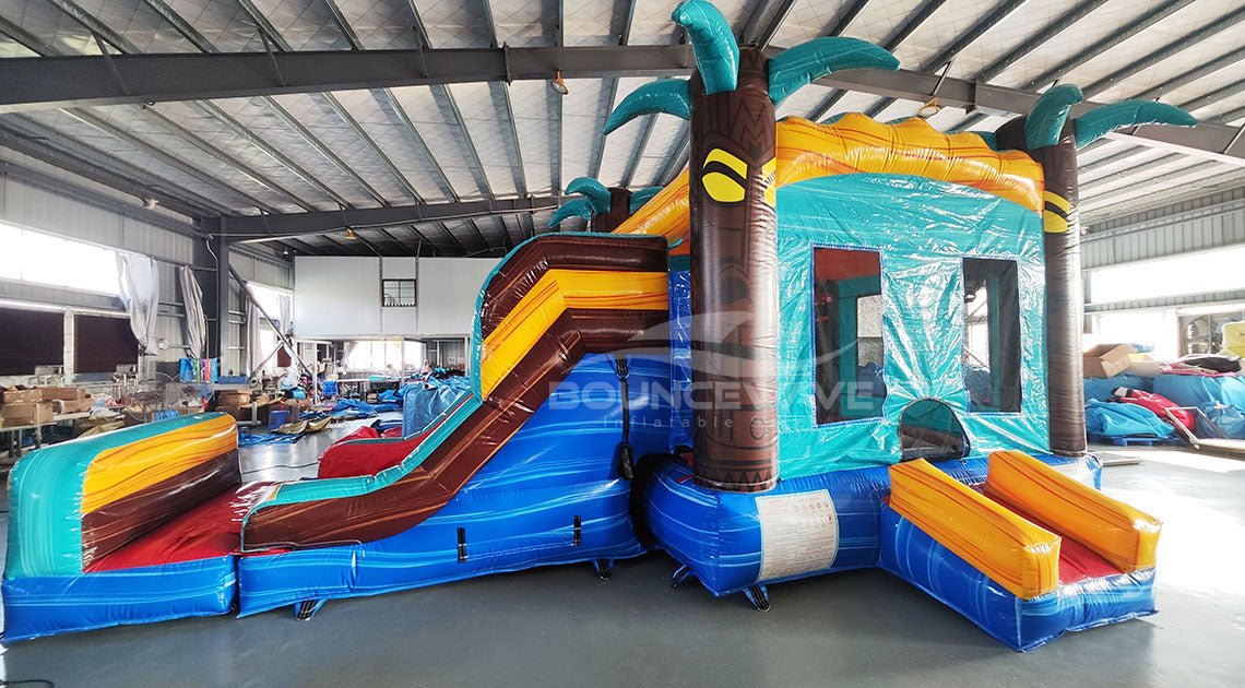 Tropic Shock Single Lane Commercial Inflatable Combo (Wet/Dry) - BounceWave Inflatable Sales