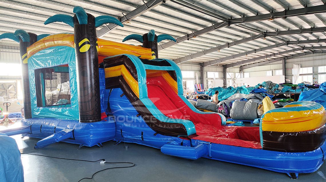 Tropic Shock Single Lane Commercial Inflatable Combo (Wet/Dry) - BounceWave Inflatable Sales