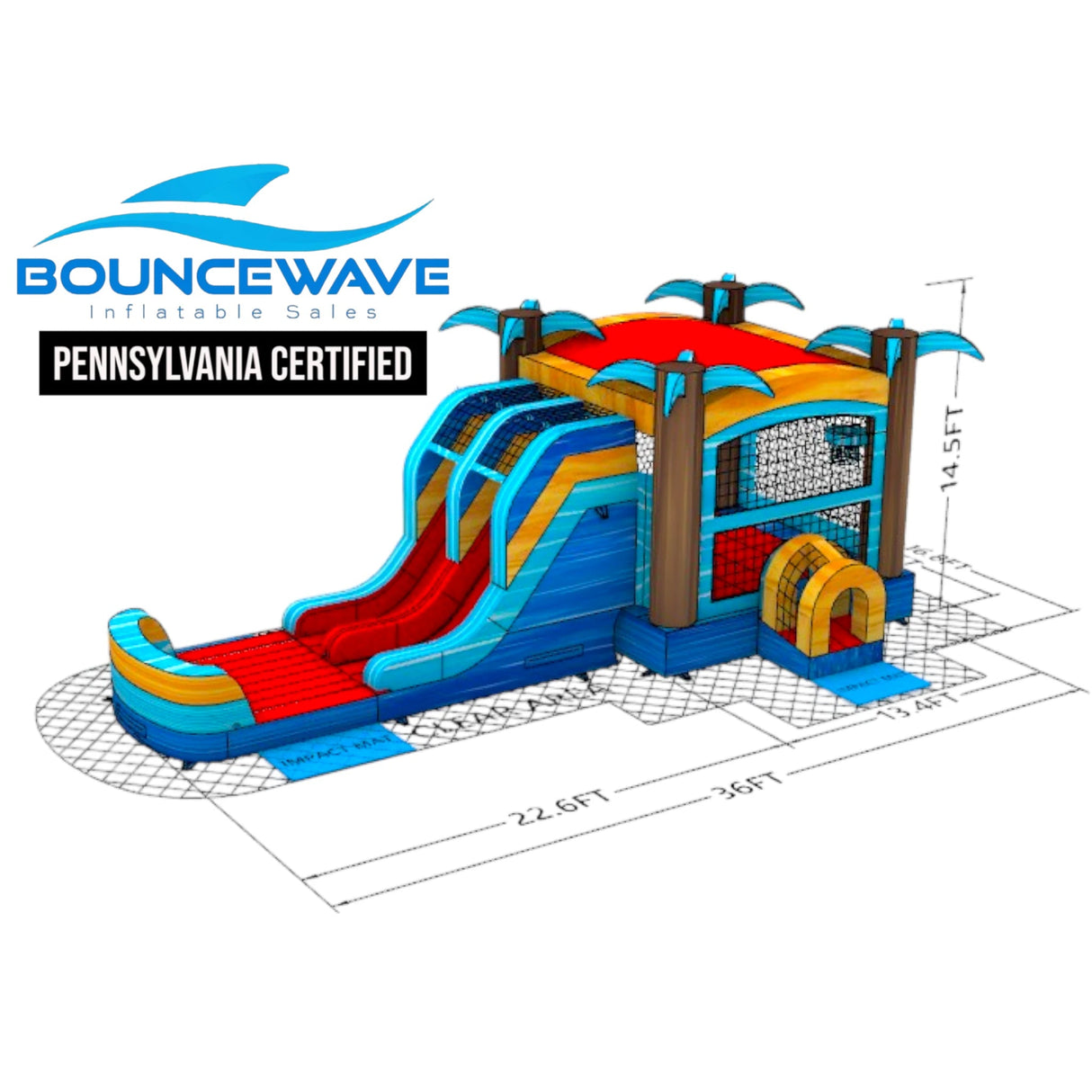 Tropic Shock XL Dual Lane Inflatable Combo PA Certified - BounceWave Inflatable Sales