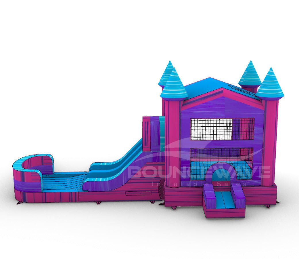 UltraShock PowerPlay Dual Lane Bounce House with Slide Combo - BounceWave Inflatable Sales