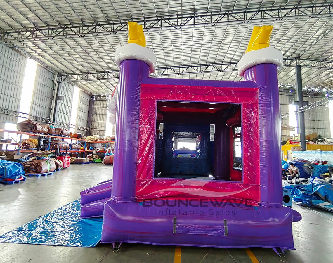 Unicorn Splash Commercial Bounce House with Slide Combo (Wet/Dry) – with Built - In Front Tarp - BounceWave Inflatable Sales