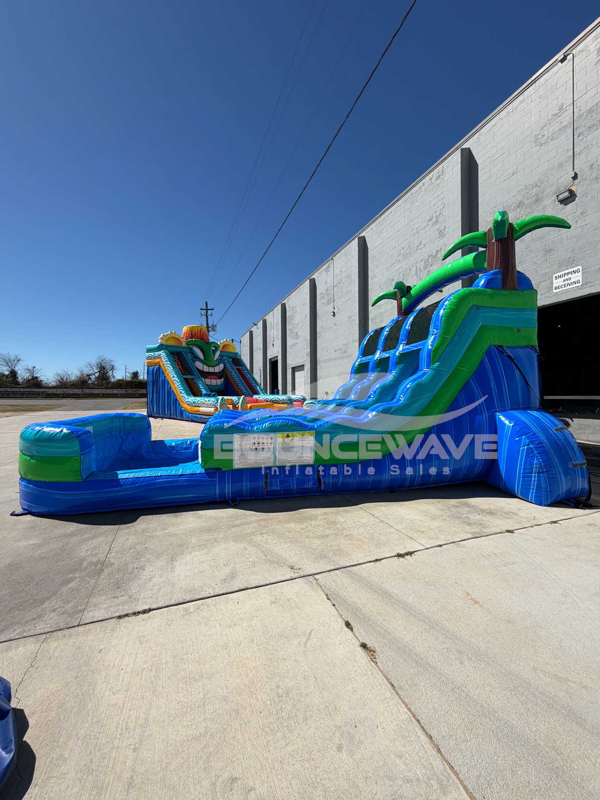 15ft Aqua Bolt Dual Lane Water Slide – Center Climb - BounceWave Inflatable Sales