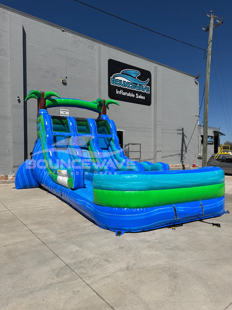 15ft Aqua Bolt Dual Lane Water Slide – Center Climb - BounceWave Inflatable Sales