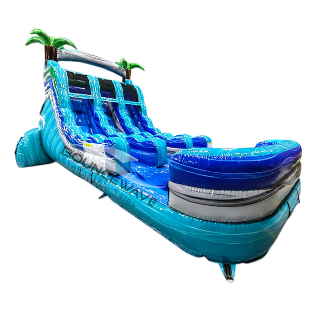 15ft Bahama Blast Dual Lane Water Slide – Center Climb - BounceWave Inflatable Sales