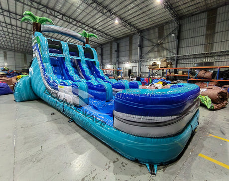 15ft Bahama Blast Dual Lane Water Slide – Center Climb - BounceWave Inflatable Sales