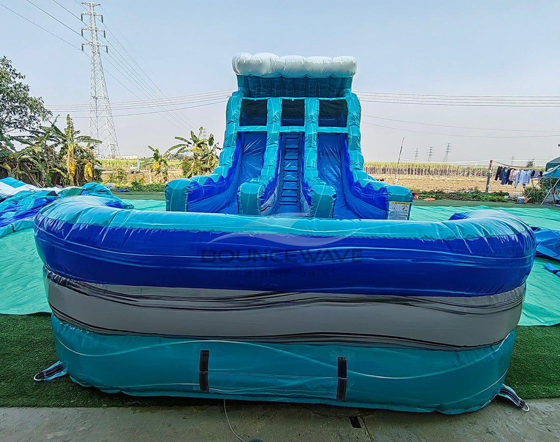 15ft Bahama Wave Dual Lane Water Slide – Center Climb - BounceWave Inflatable Sales