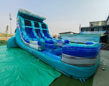 15ft Bahama Wave Dual Lane Water Slide – Center Climb - BounceWave Inflatable Sales