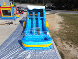 15ft Bimini Wave Dual Lane Center Climb Inflatable Water Slide - BounceWave Inflatable Sales