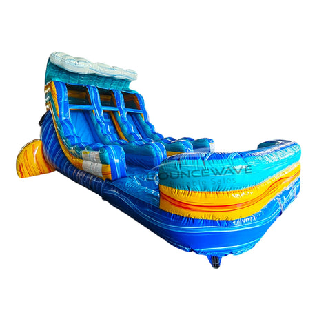 15ft Bimini Wave Dual Lane Center Climb Inflatable Water Slide - BounceWave Inflatable Sales