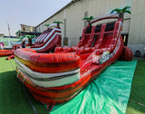 15ft Buccaneer Bay Dual Lane Water Slide – Center Climb - BounceWave Inflatable Sales