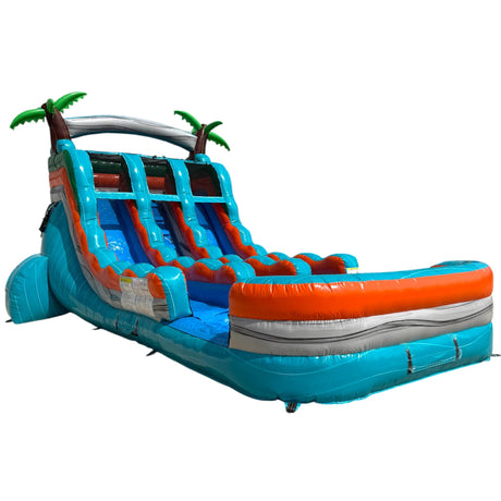 15ft Fiji Falls Dual Lane Water Slide – Center Climb - BounceWave Inflatable Sales