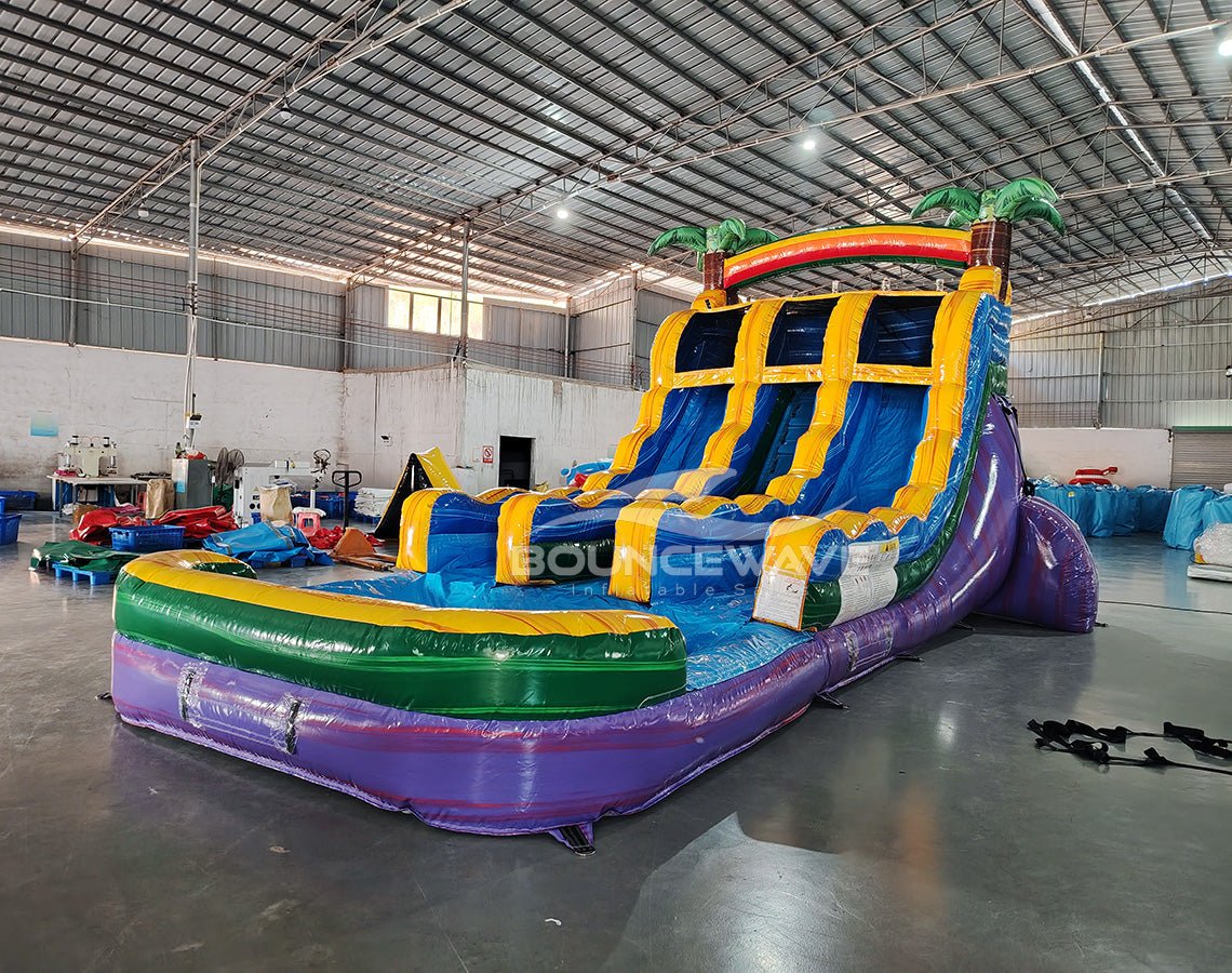15ft Goombay Splash Dual Lane Center Climb Inflatable Water Slide - BounceWave Inflatable Sales