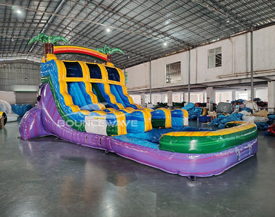 15ft Goombay Splash Dual Lane Center Climb Inflatable Water Slide - BounceWave Inflatable Sales